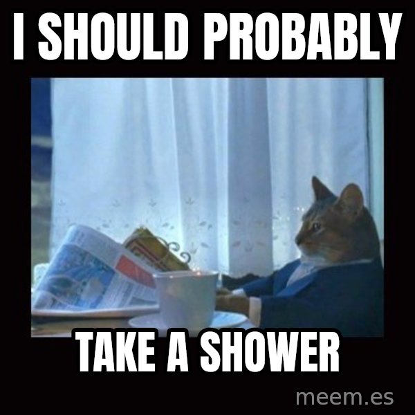 i should buy a boat cat meme: I should probably / take a shower