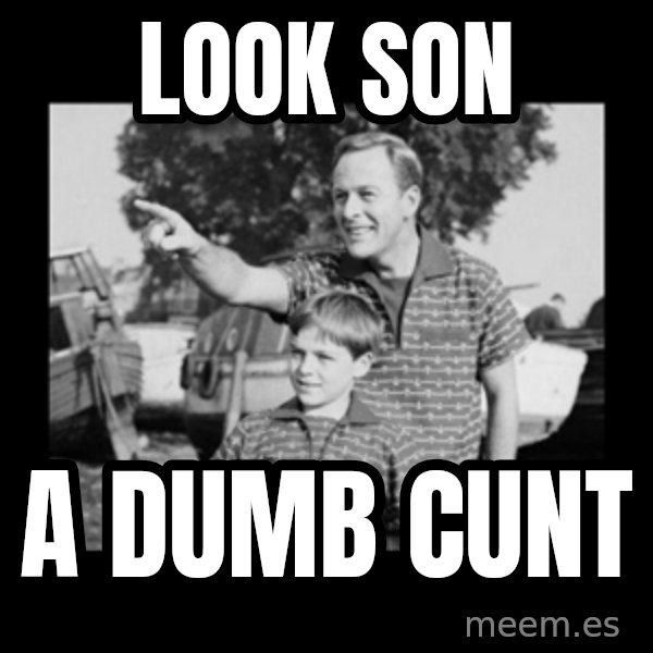 look son a faggot meme: Look son / A dumb cunt