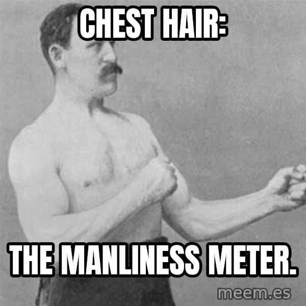 overly manlyman meme: chest hair: / the manliness meter.