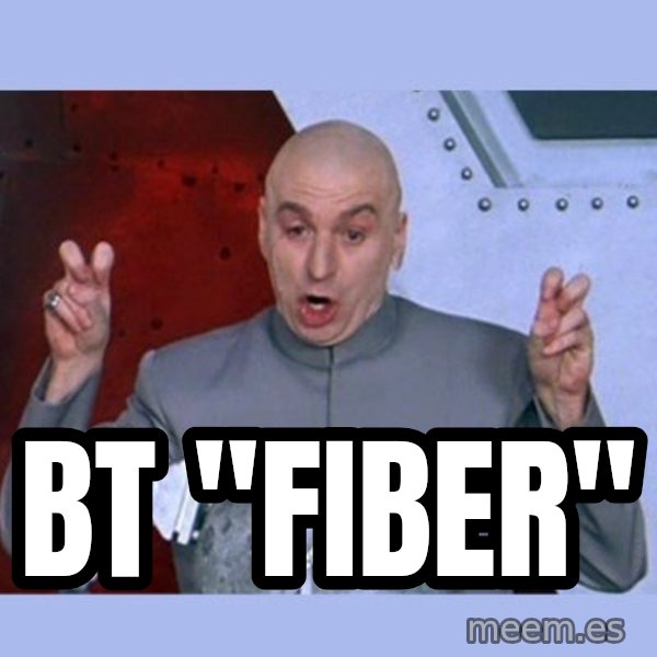 Dr Evil meme meme: BT "FIBER"