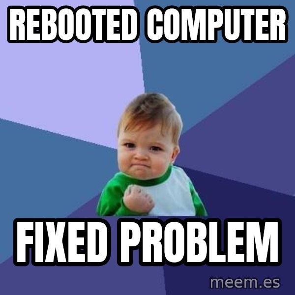 Success Kid meme: Rebooted Computer / Fixed Problem