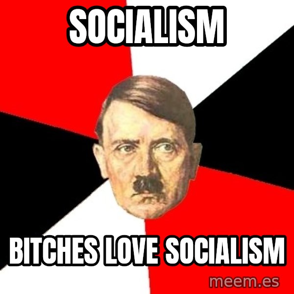 Advice Hitler meme: socialism / bitches love socialism