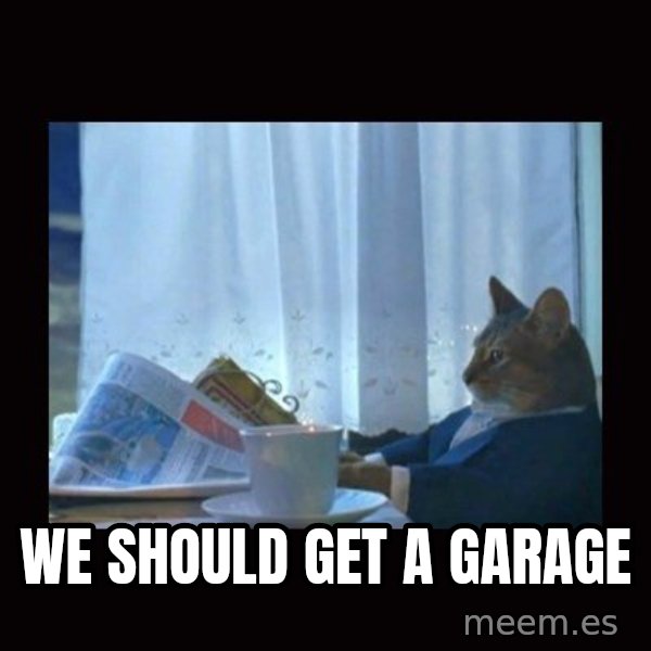 i should buy a boat cat meme: WE SHOULD GET A GARAGE