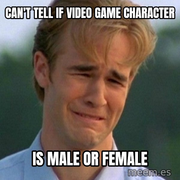 90s Problems meme: can't tell if video game character / is male or female