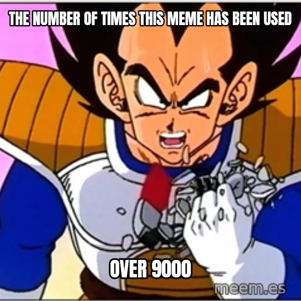 Over 9000 meme: The number of times this meme has been used / over 9000