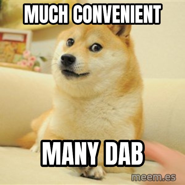so doge meme: much convenient / many dab