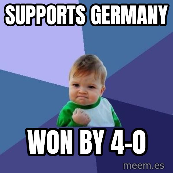 Success Kid meme: supports germany / won by 4-0