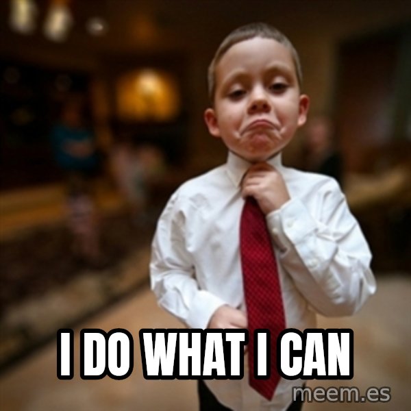 Alright Then Business Kid meme: I do what I can