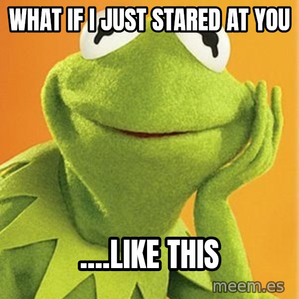 Kermit the frog meme: what if I just stared at you / ....like this