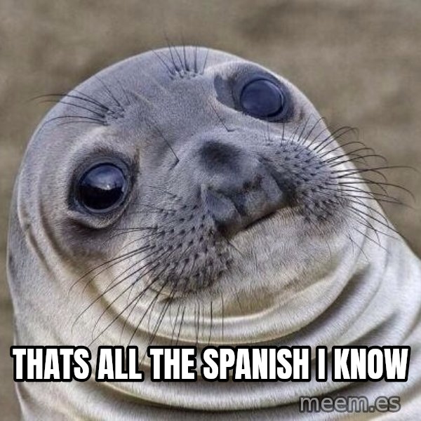 Awkward Seal meme: Thats all the spanish I know