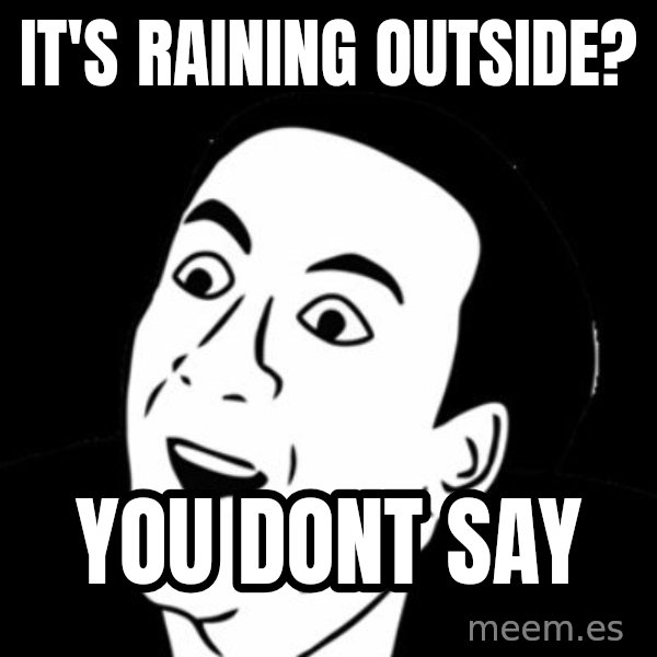 you don't say meme meme: it's raining outside? / you dont say