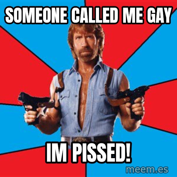 Chuck Norris  meme: Someone called me gay / im pissed!