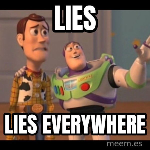 X, X Everywhere  meme: LIES / LIES EVERYWHERE