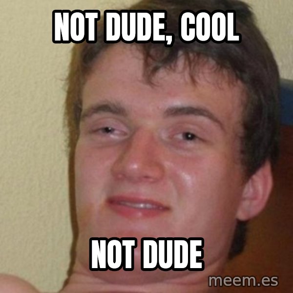 really high guy meme: Not dude, cool / not dude