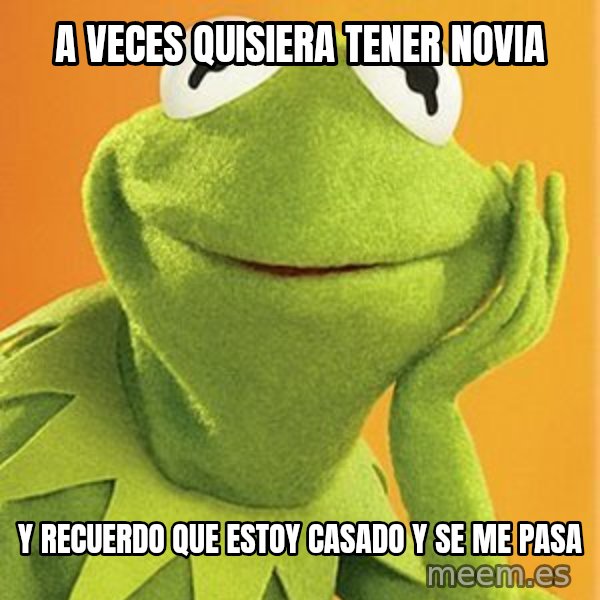 Kermit the frog meme: A veces quisiera tener novia / y recuerdo que estoy casado y se me pasa