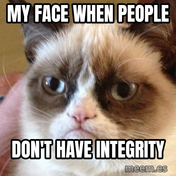 Angry Cat Meme meme: My face when people / Don't have integrity