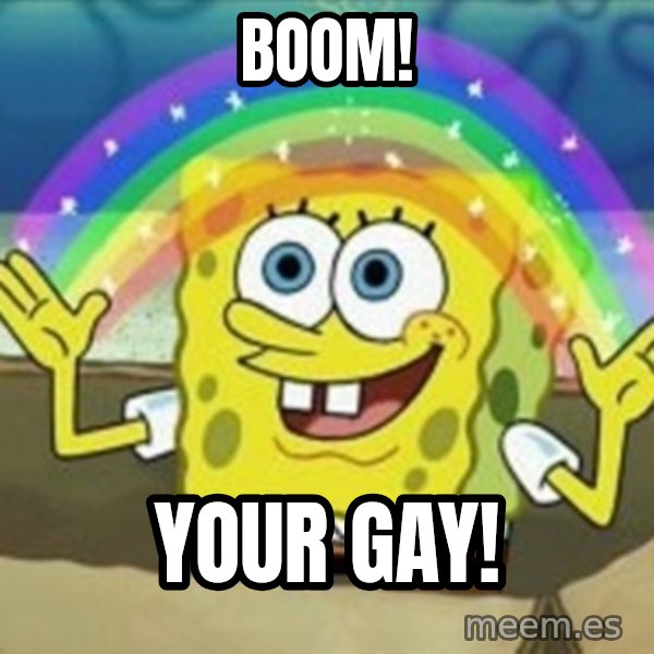 Spongebob meme: BOOM! / YOUR GAY!
