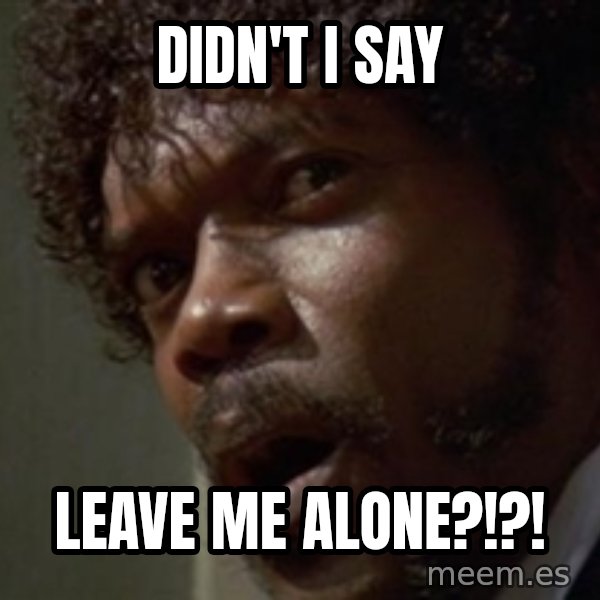 Angry Samuel L Jackson meme: didn't i say / leave me alone?!?!