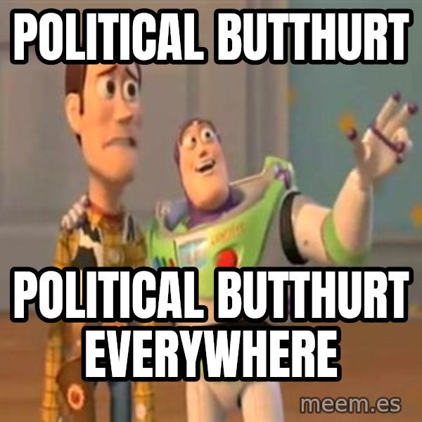 X, X Everywhere  meme: political butthurt / political butthurt everywhere