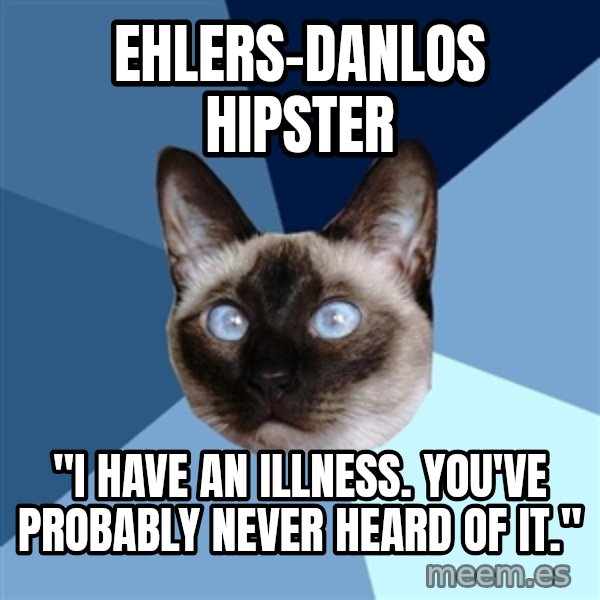 Chronic Illness Cat meme: Ehlers-danlos hipster / "I have an illness. you've probably never heard of it."