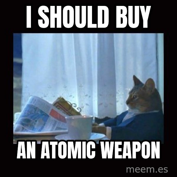 i should buy a boat cat meme: I SHOULD BUY / AN ATOMIC WEAPON