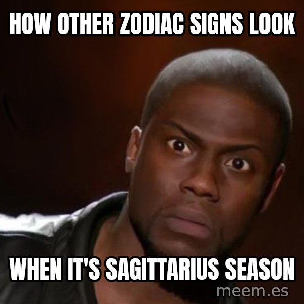 kevin hart nigga meme: How other zodiac signs look / when it's SAGITTARIUS SEASON