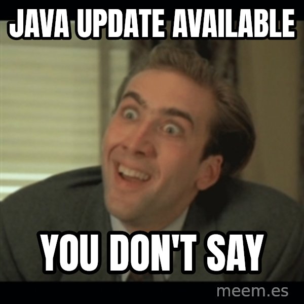Nick Cage meme: Java update available / You don't say