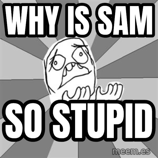 Whyyy??? meme: why is sam / so stupid