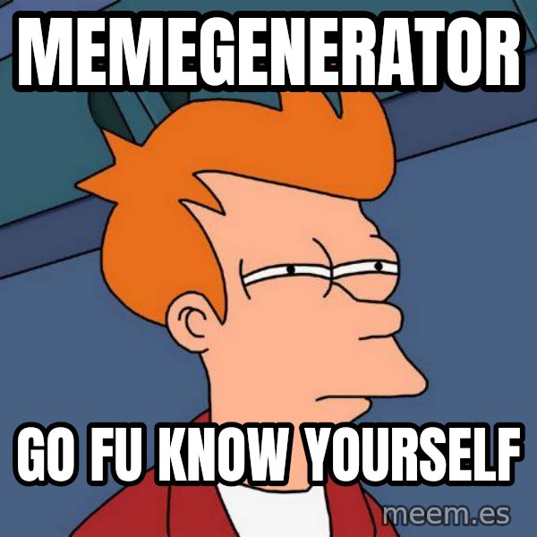 Futurama Fry meme: Memegenerator / Go Fu know yourself