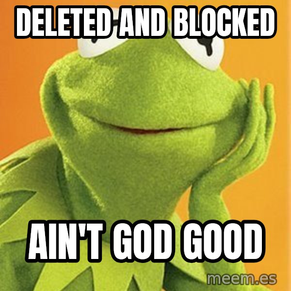 Kermit the frog meme: Deleted and Blocked / Ain't God good