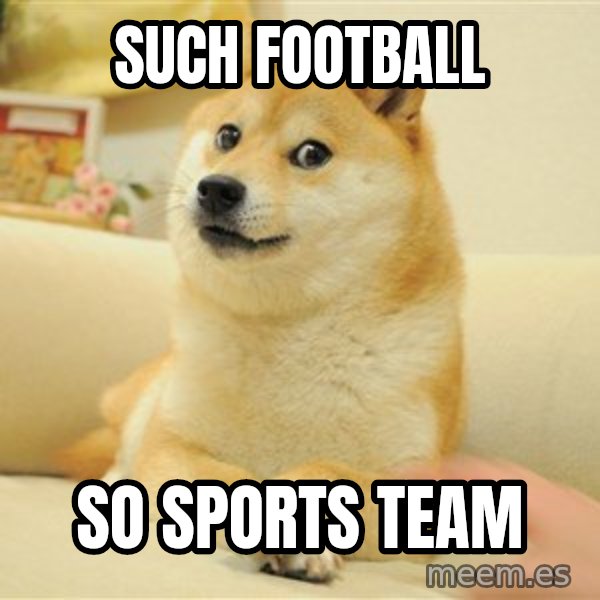 so doge meme: such football / so sports team