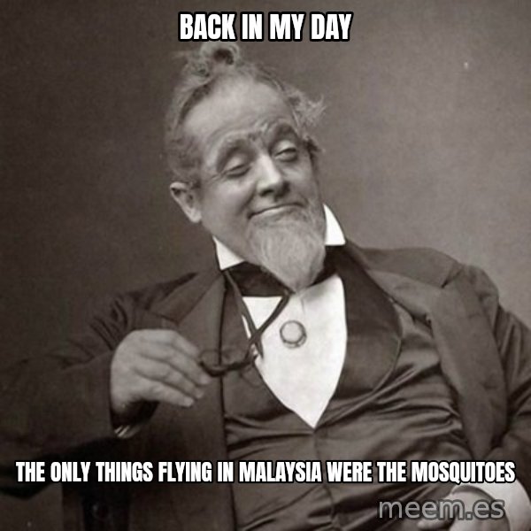 1889 [10] guy meme: back in my day / the only things flying in malaysia were the mosquitoes