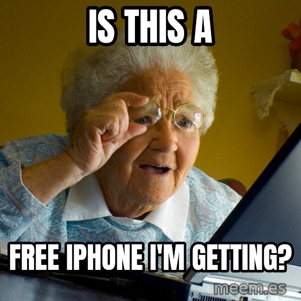 Internet Grandma Surprise meme: is this a / free iphone i'm getting?