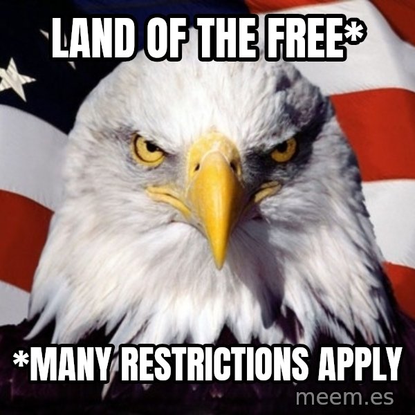 American Pride Eagle meme: Land of the Free* / *Many restrictions apply