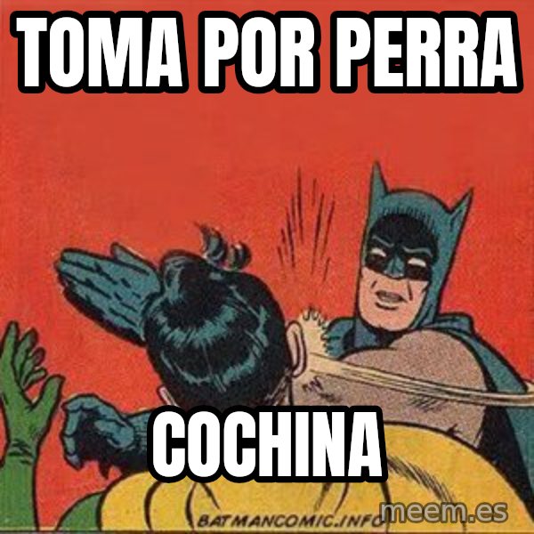 batman slap robin meme: TOMA POR PERRA / COCHINA