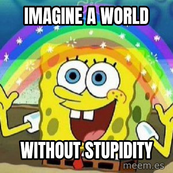 Imagination meme: Imagine a world / Without Stupidity