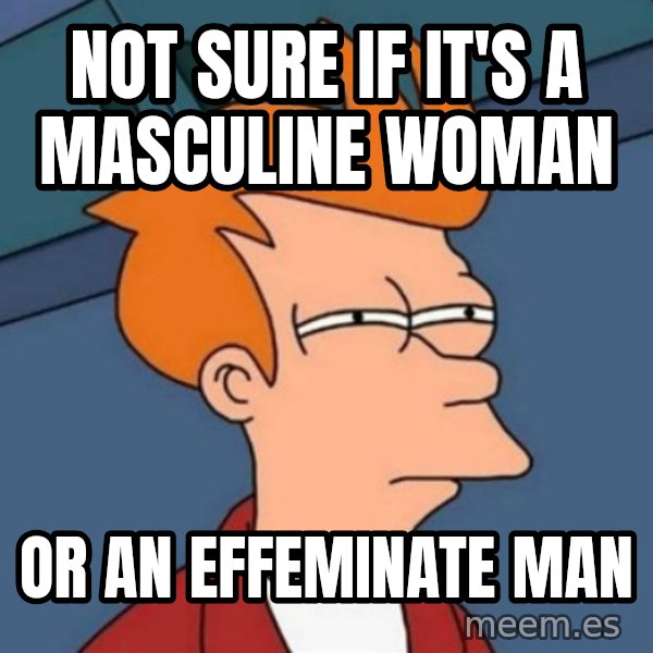 Not sure if troll meme: not sure if it's a masculine woman / or an effeminate man