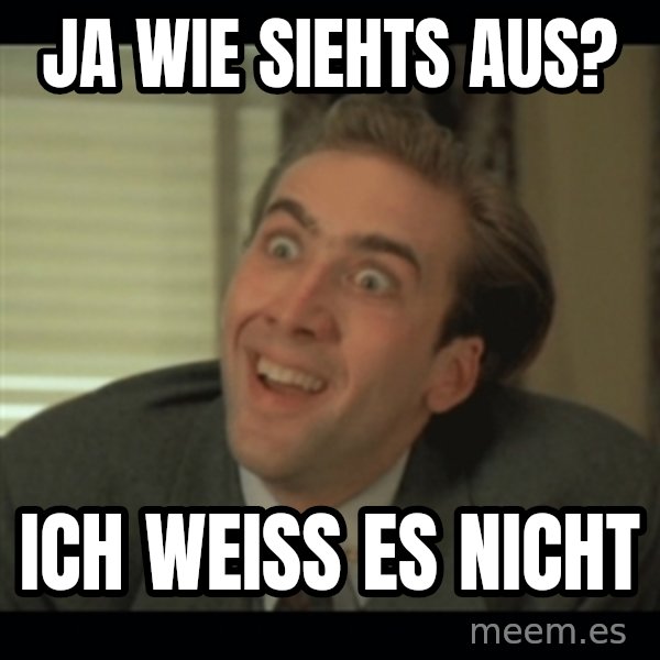 Nick Cage meme: ja wie siehts aus? / ich weiß es nicht