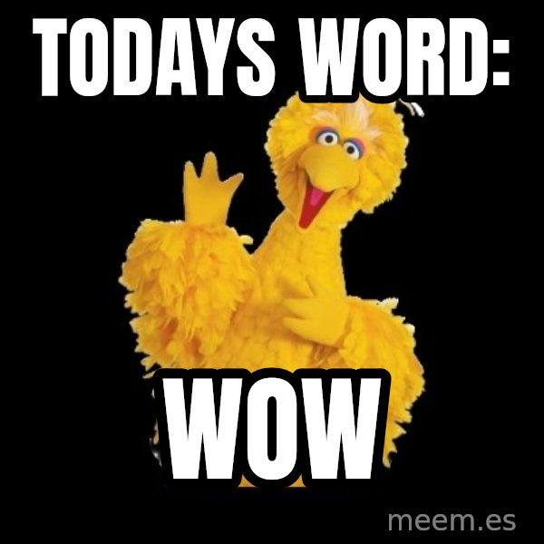 BIG BIRD meme meme: Todays word: / wow