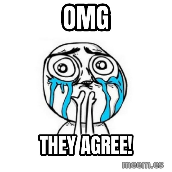 Crying face meme: OMG / They agree!