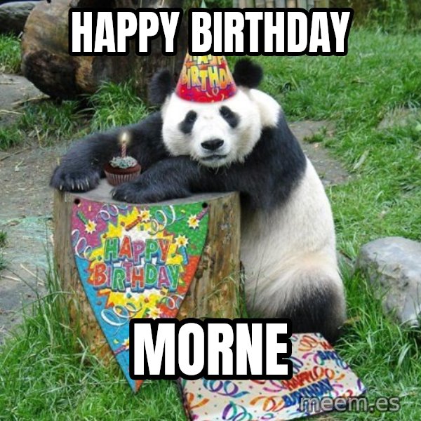 Happy Birthday Panda meme: HAPPY BIRTHDAY / MORNE