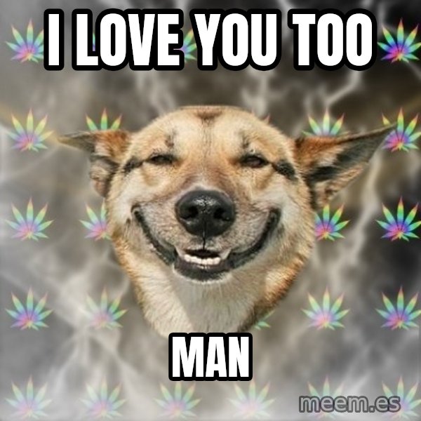 Stoner Dog meme: I love you too / Man