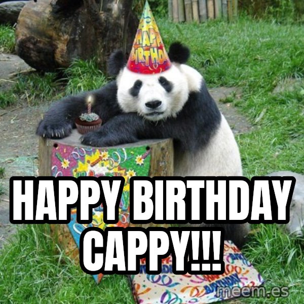 Happy Birthday Panda meme: HAPPY BIRTHDAY CAPPY!!!