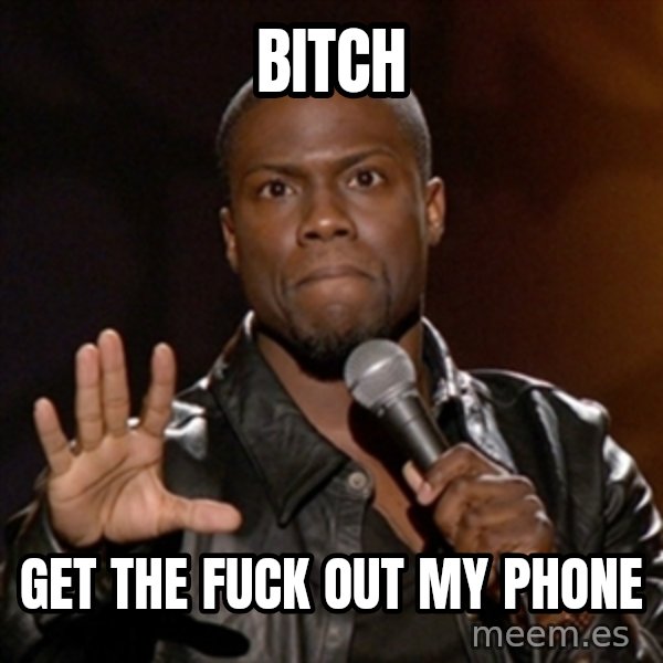 Kevin Hart meme: bitch / get the fuck out my phone