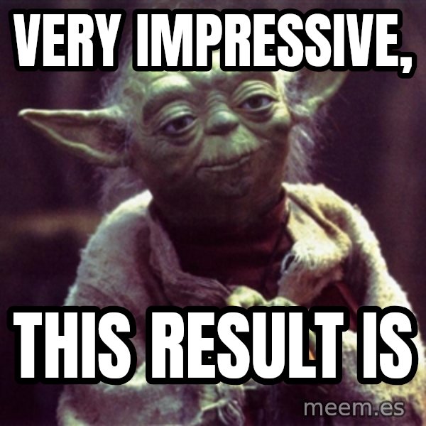 Yoda meme: Very impressive, / this result is