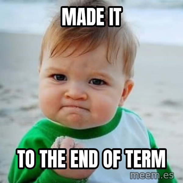 fist pump baby meme: Made it / to the end of term