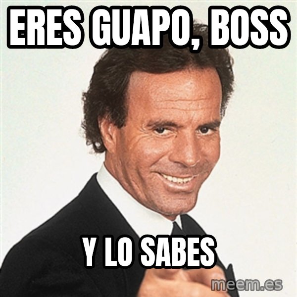 julio iglesias 2 meme: eres guapo, boss / y lo sabes
