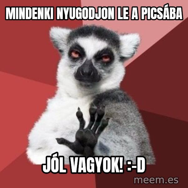 mindenki nyugodjon le a picsába meme: Mindenki nyugodjon le a picsába / JÓL vagyok! :-D
