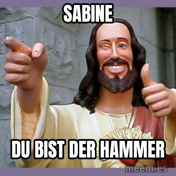 buddy jesus meme: Sabine / Du bist der Hammer
