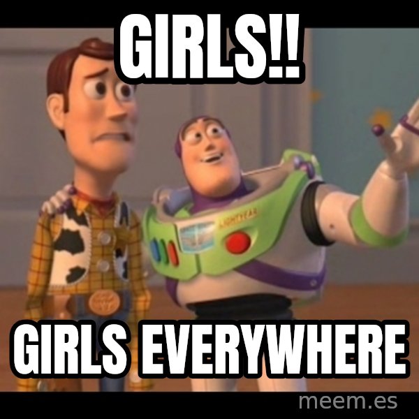 X, X Everywhere  meme: Girls!! / Girls everywhere
